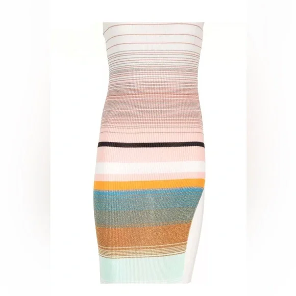 Missoni Maxi Dress Cover Up Striped Knitted One Shoulder Bodycon Slit S - Picture 5 of 15